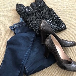 Black sequined shell top